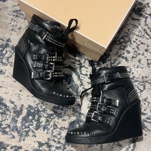 Michael Michael Kors Leather Grayson Wedge Sneakers - US 7